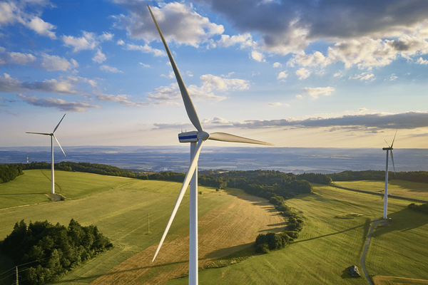 Landscape with wind turbine